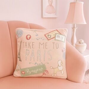 EnVogue Kids Paris Pink Embroidered Poodle Beaded Eiffel Removable Pillow Sham